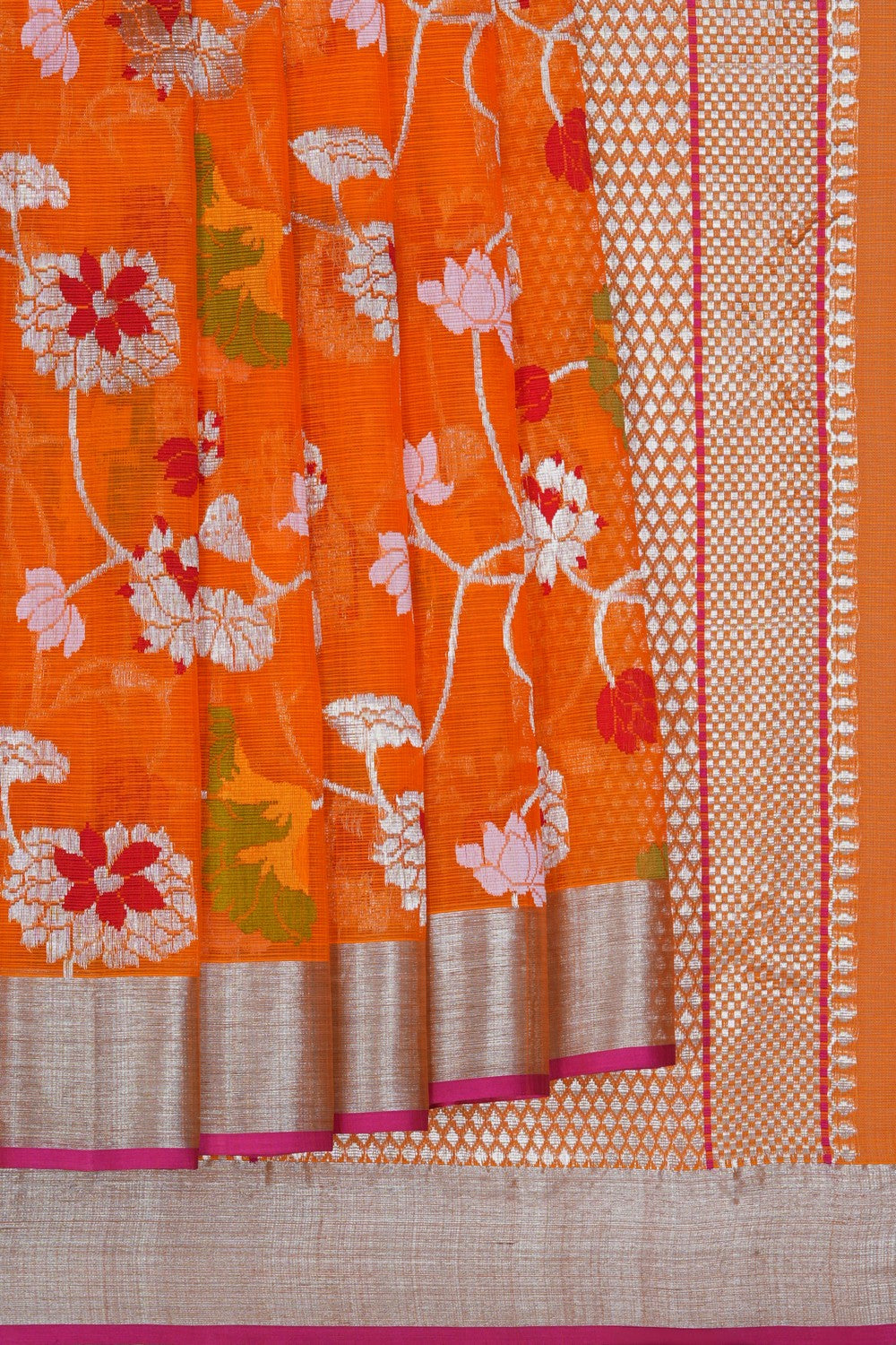 Image of Kota Doria Orange Saree