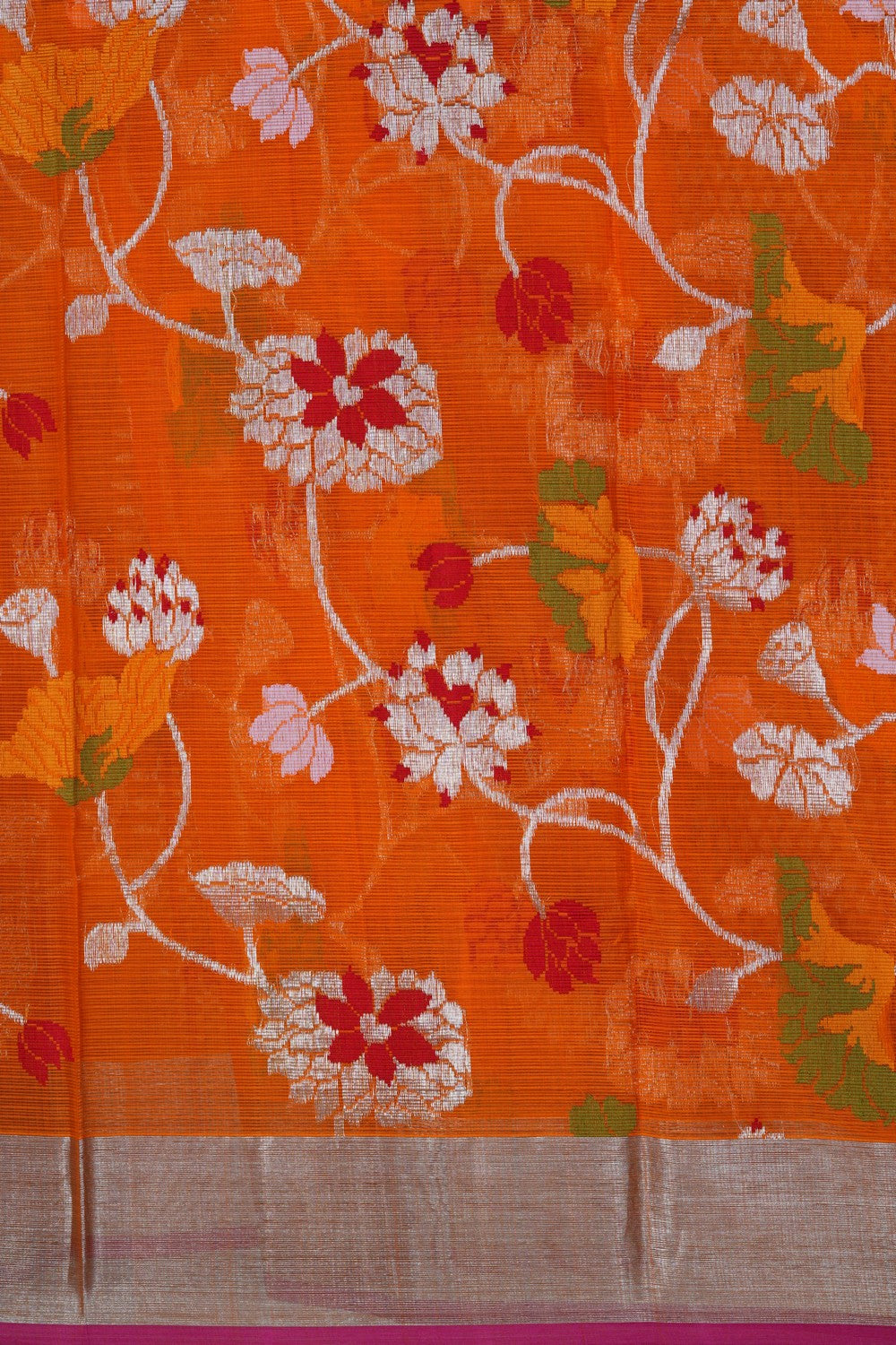 Image of Kota Doria Orange Saree