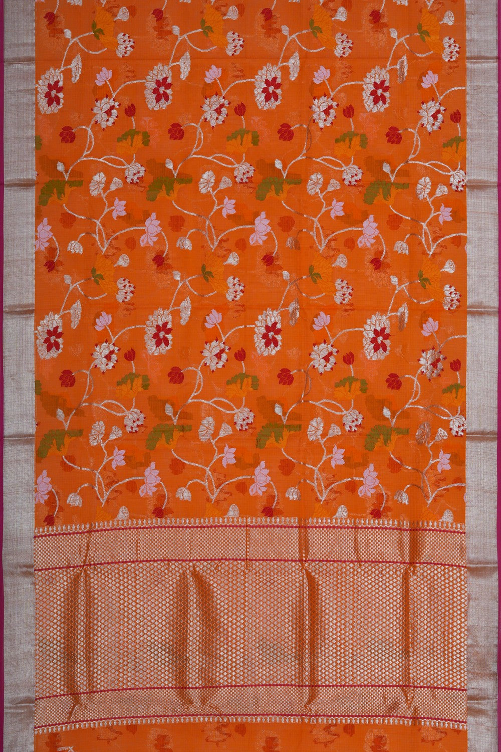 Image of Kota Doria Orange Saree