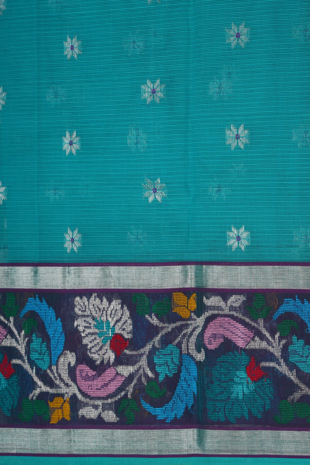 Image of Kota Doria Teal Green Saree