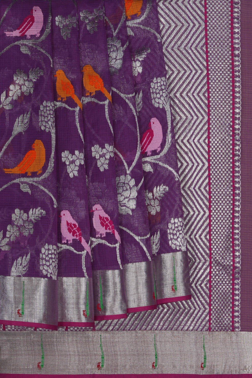Image of Kota Doria Purple Saree