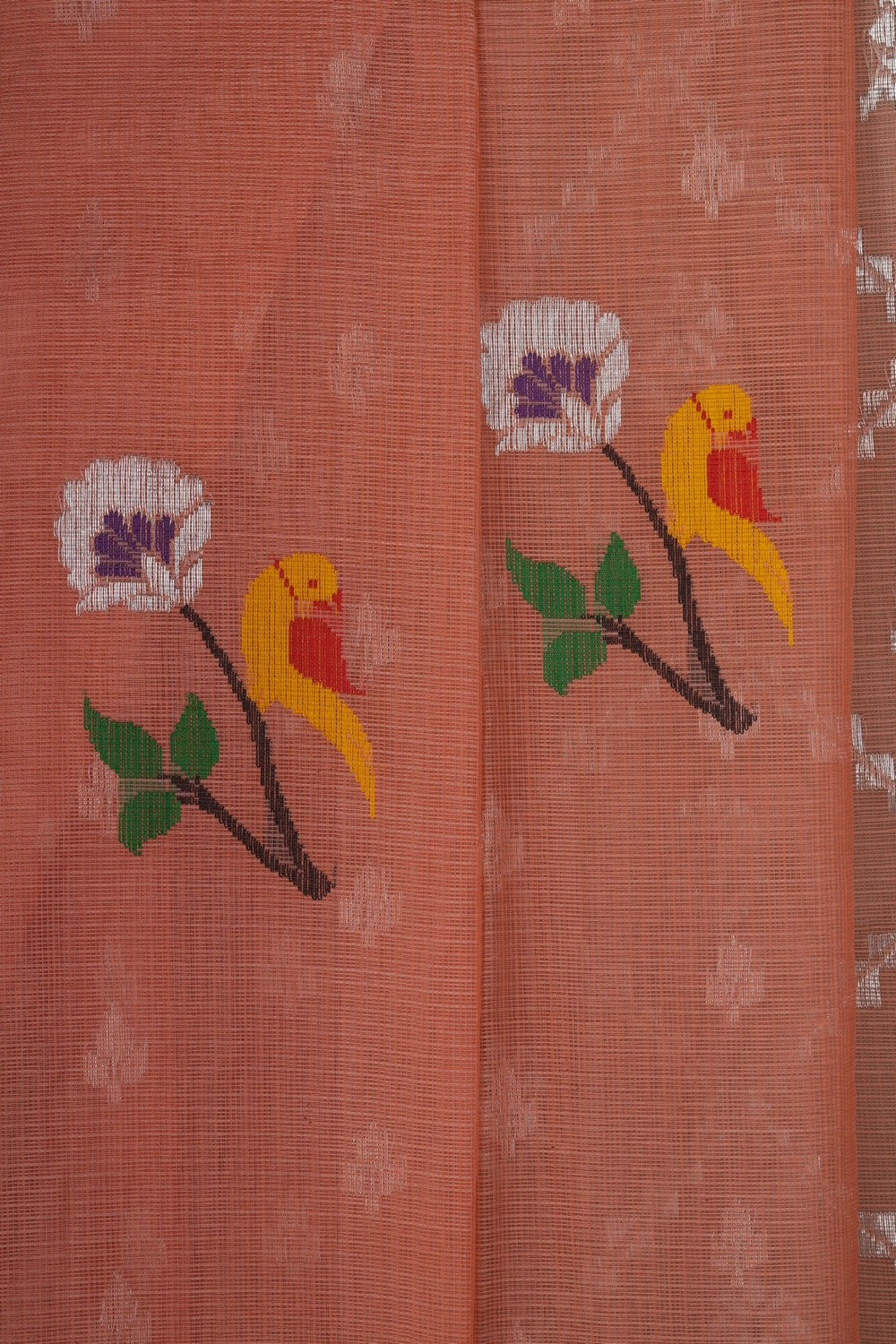 Image of Kota Doria Peach Saree