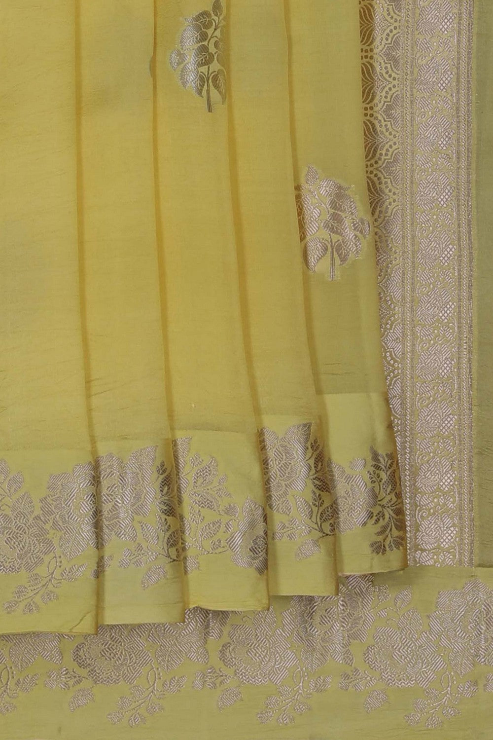 Image of A Yellow Kora Silk Saree