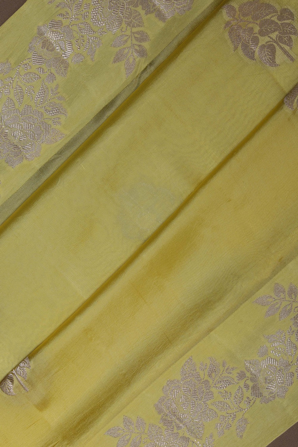 Image of A Yellow Kora Silk Saree