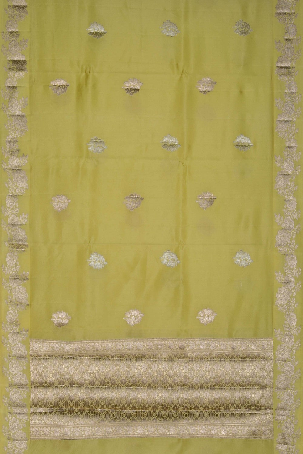 Image of A Yellow Kora Silk Saree