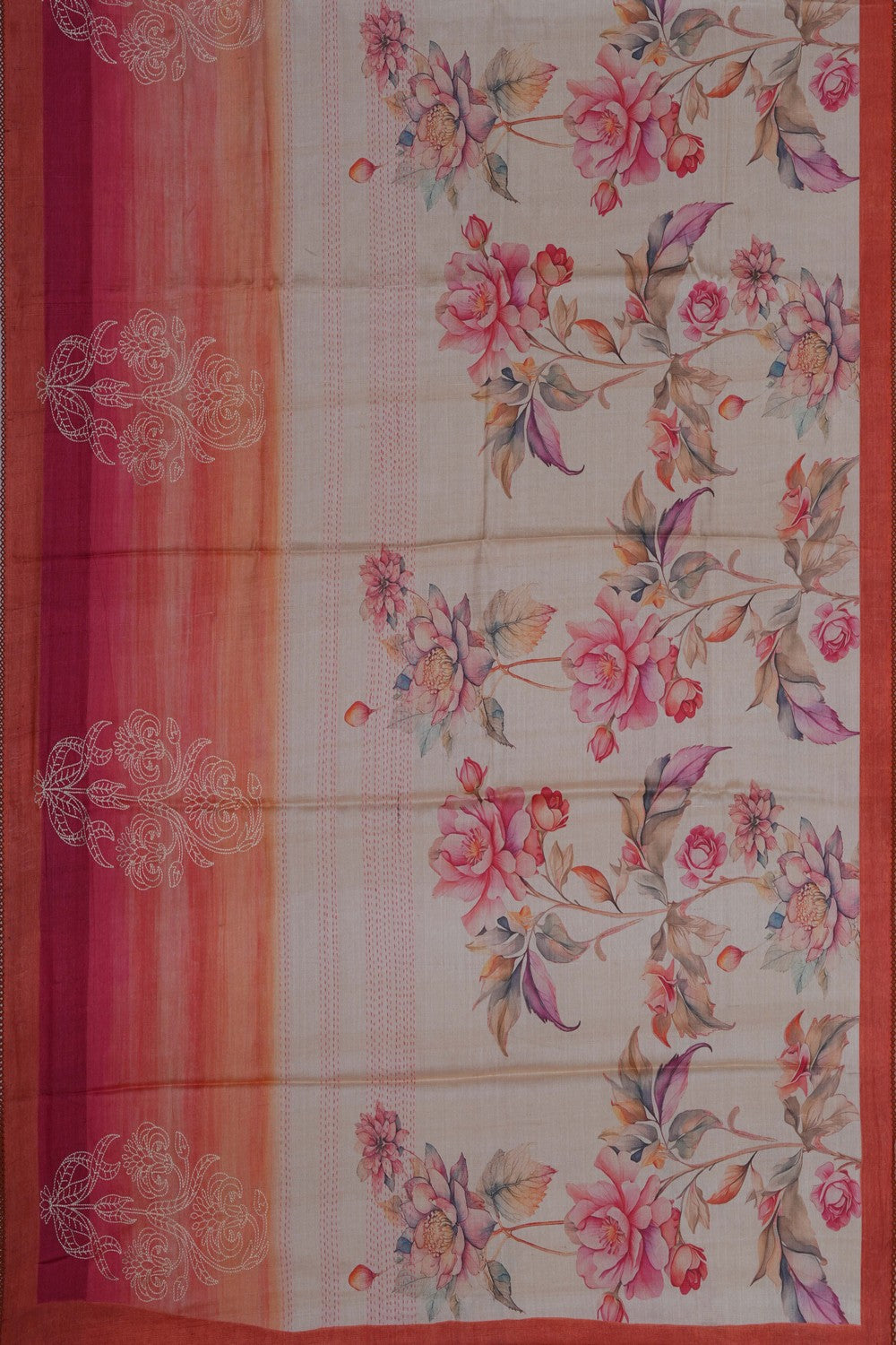 Image of A Tussar Silk Embroidered Saree