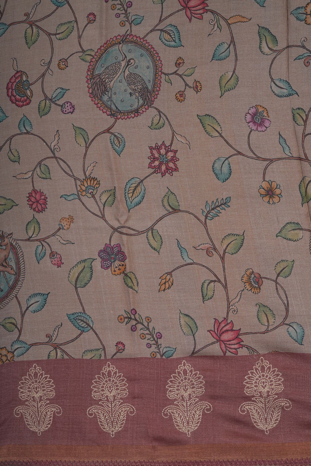 Image of A Tussar Silk Embroidered Saree