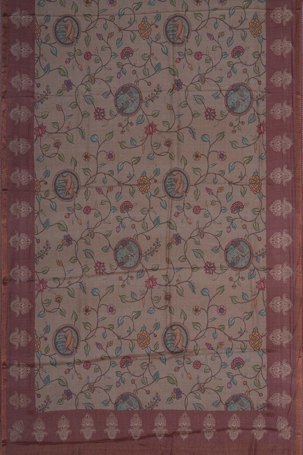 Image of A Tussar Silk Embroidered Saree