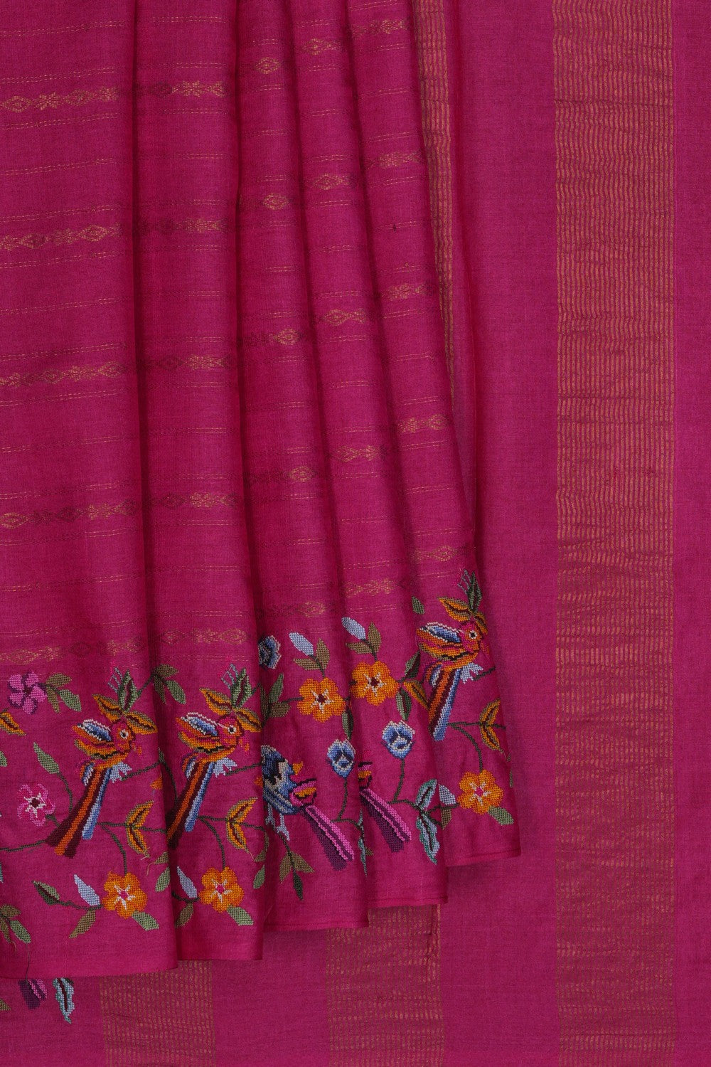 Image of A Tussar Silk Embroidered Saree