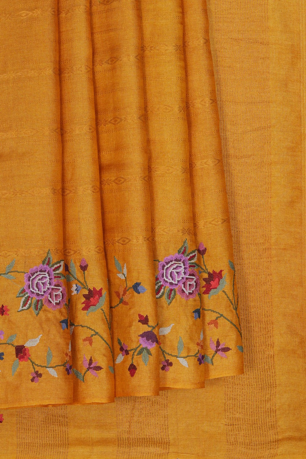 Image of A Tussar Silk Embroidered Saree