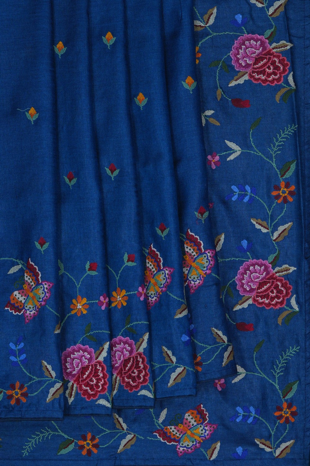 Image of A Tussar Silk Embroidered Saree