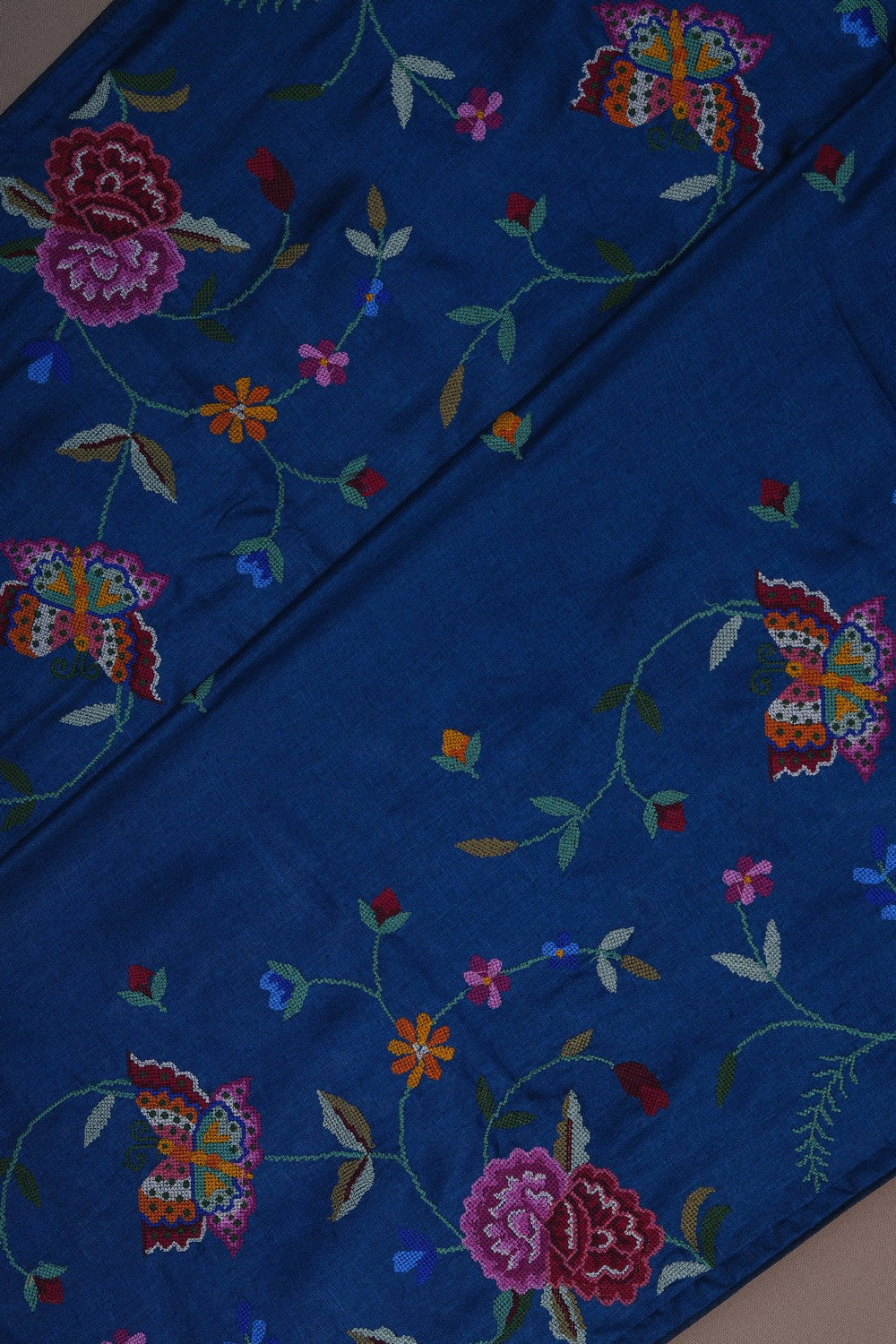 Image of A Tussar Silk Embroidered Saree