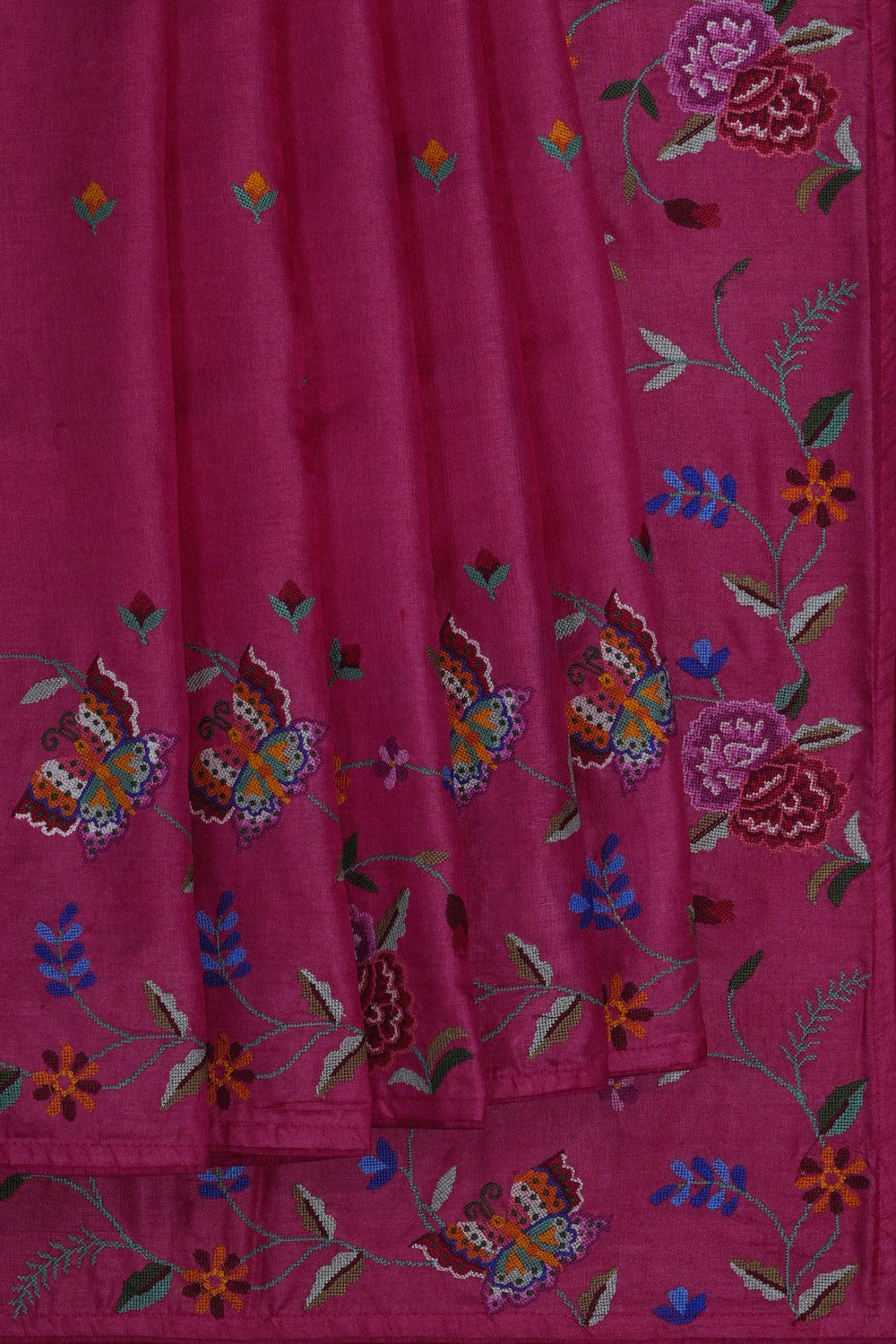 Image of A Tussar Silk Embroidered Saree