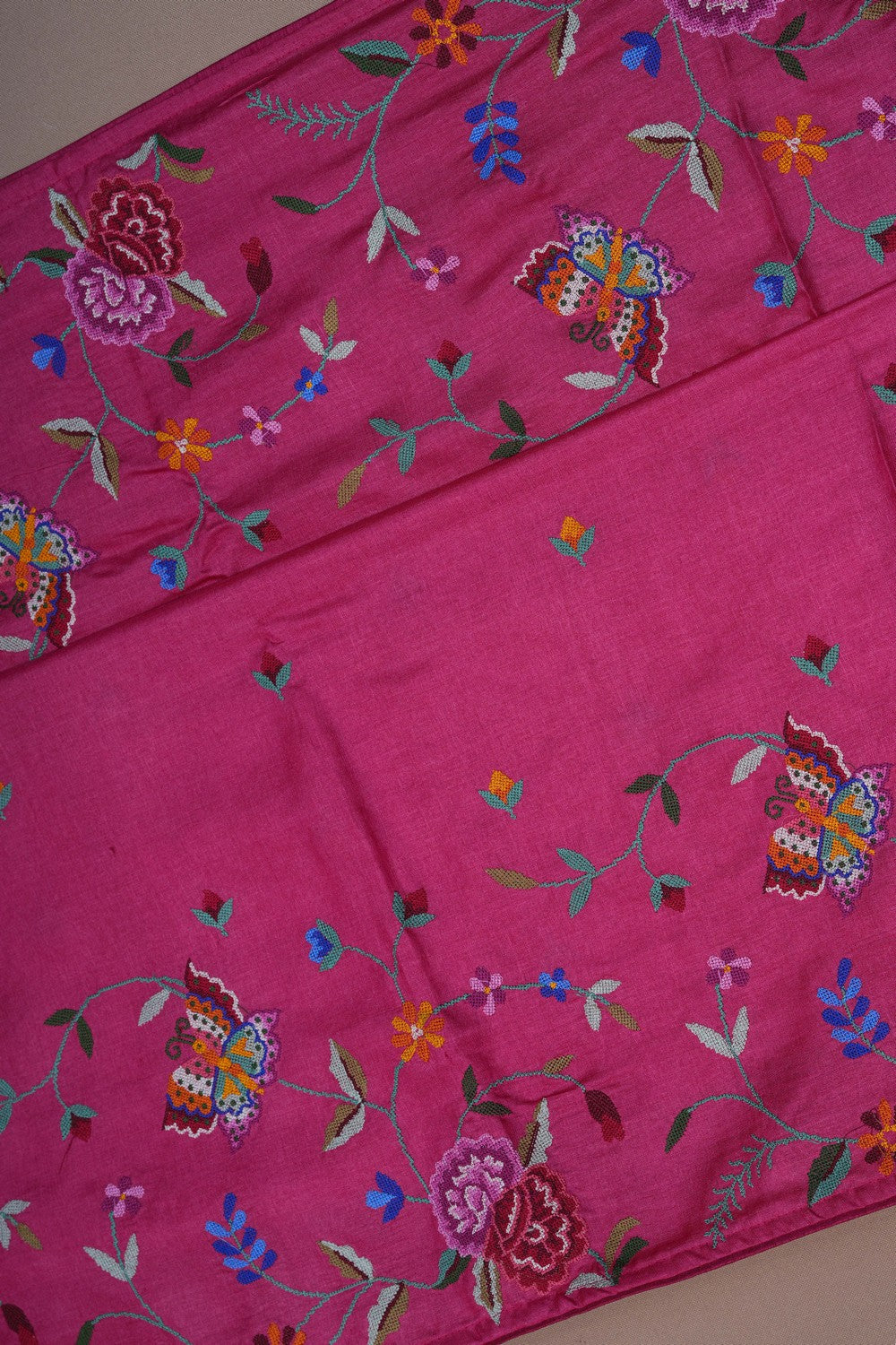 Image of A Tussar Silk Embroidered Saree