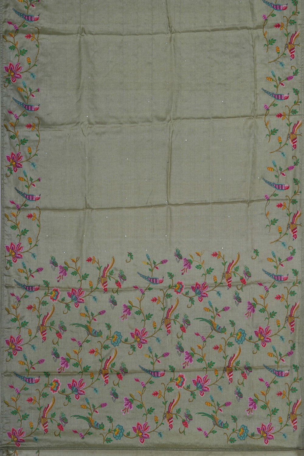 Image of A Tussar Silk Embroidered Saree