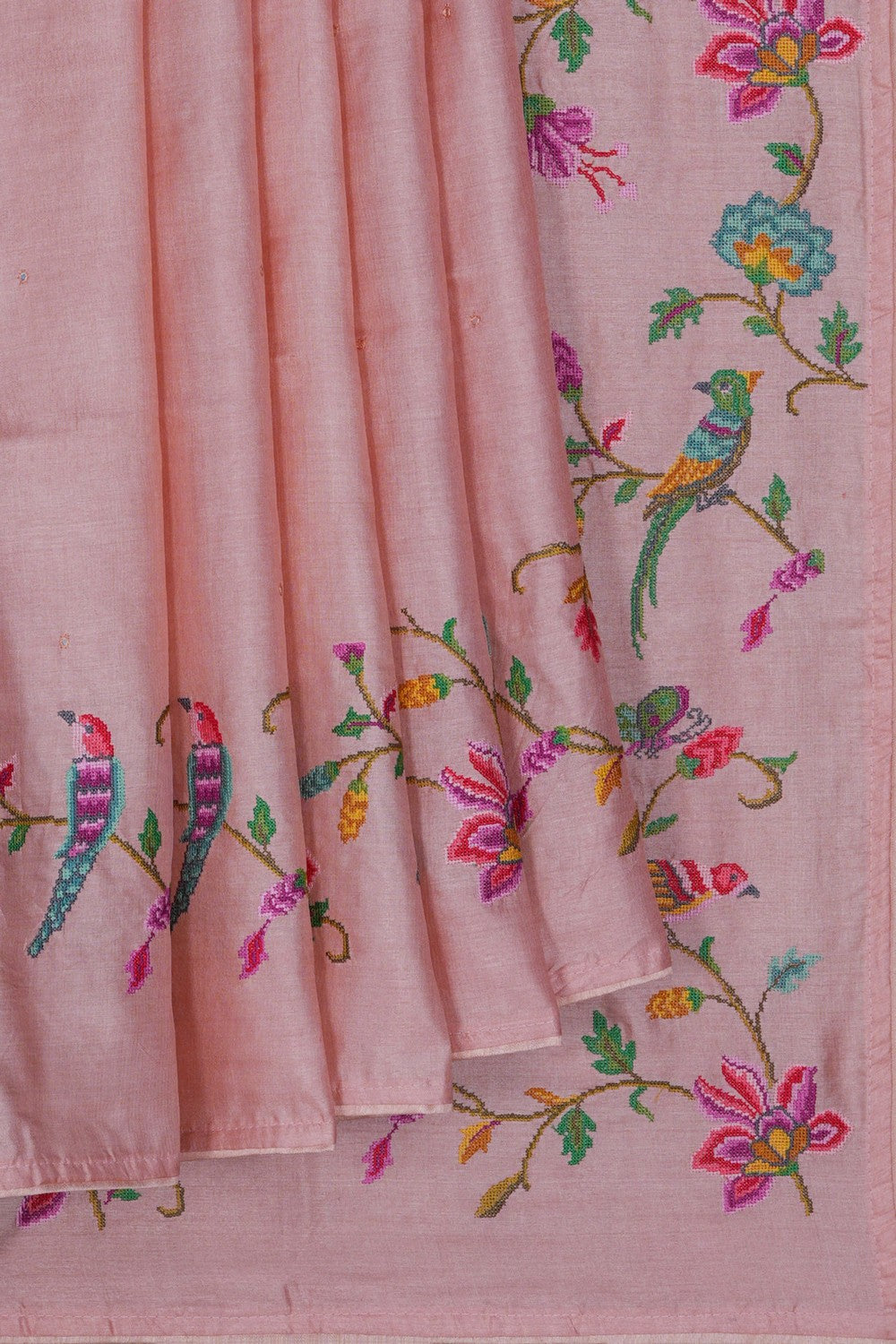 Image of A Tussar Silk Embroidered Saree