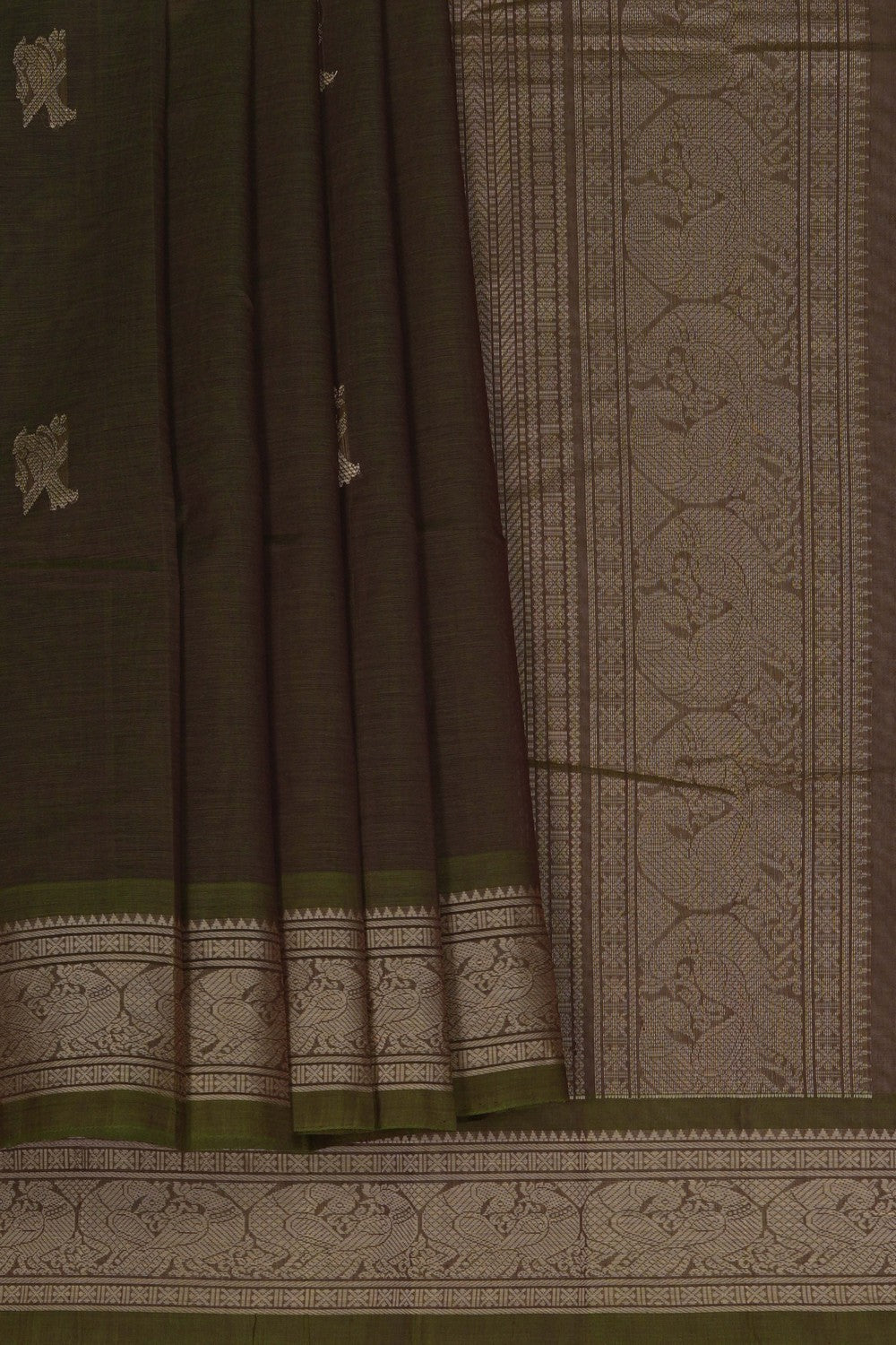 Image of Kanchi Cotton Green Saree
