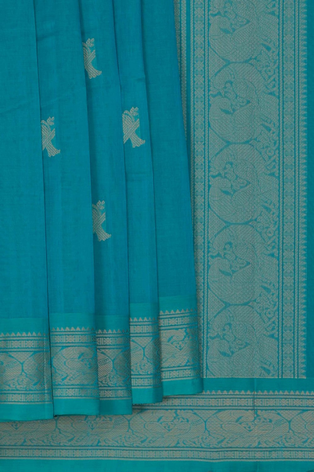 Image of Kanchi Cotton Blue Saree