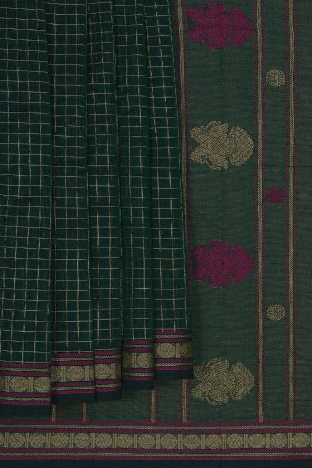 Image of Kanchi Cotton Green Saree