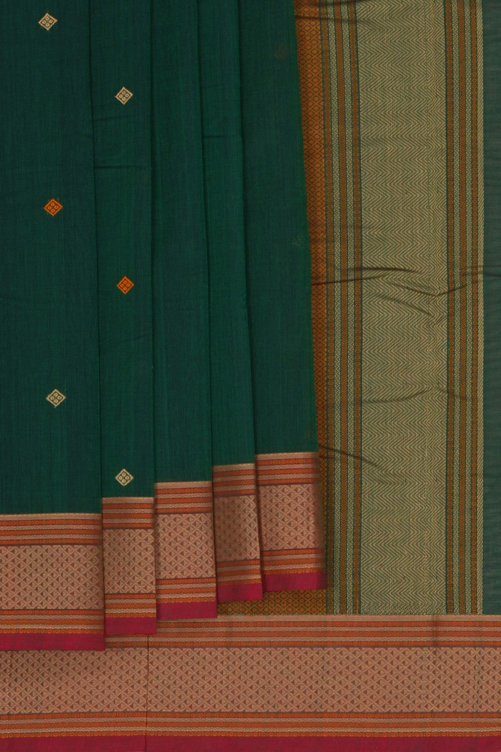 Image of Kanchi Cotton Green Saree
