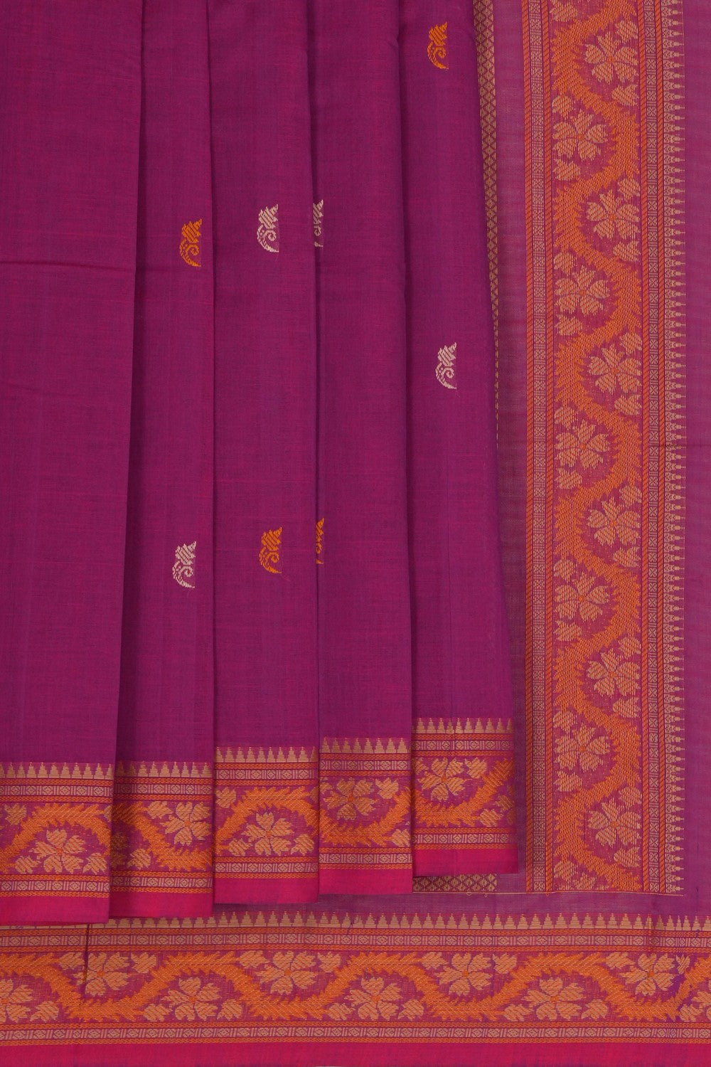 Image of Kanchi Cotton Plum Pink Saree