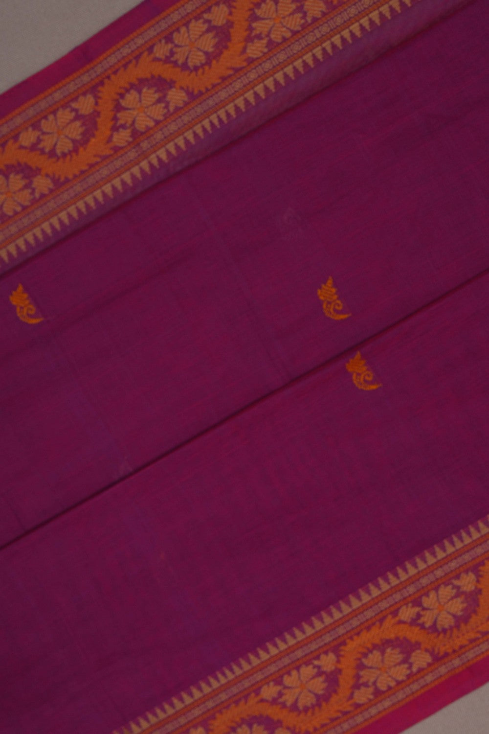 Image of Kanchi Cotton Plum Pink Saree