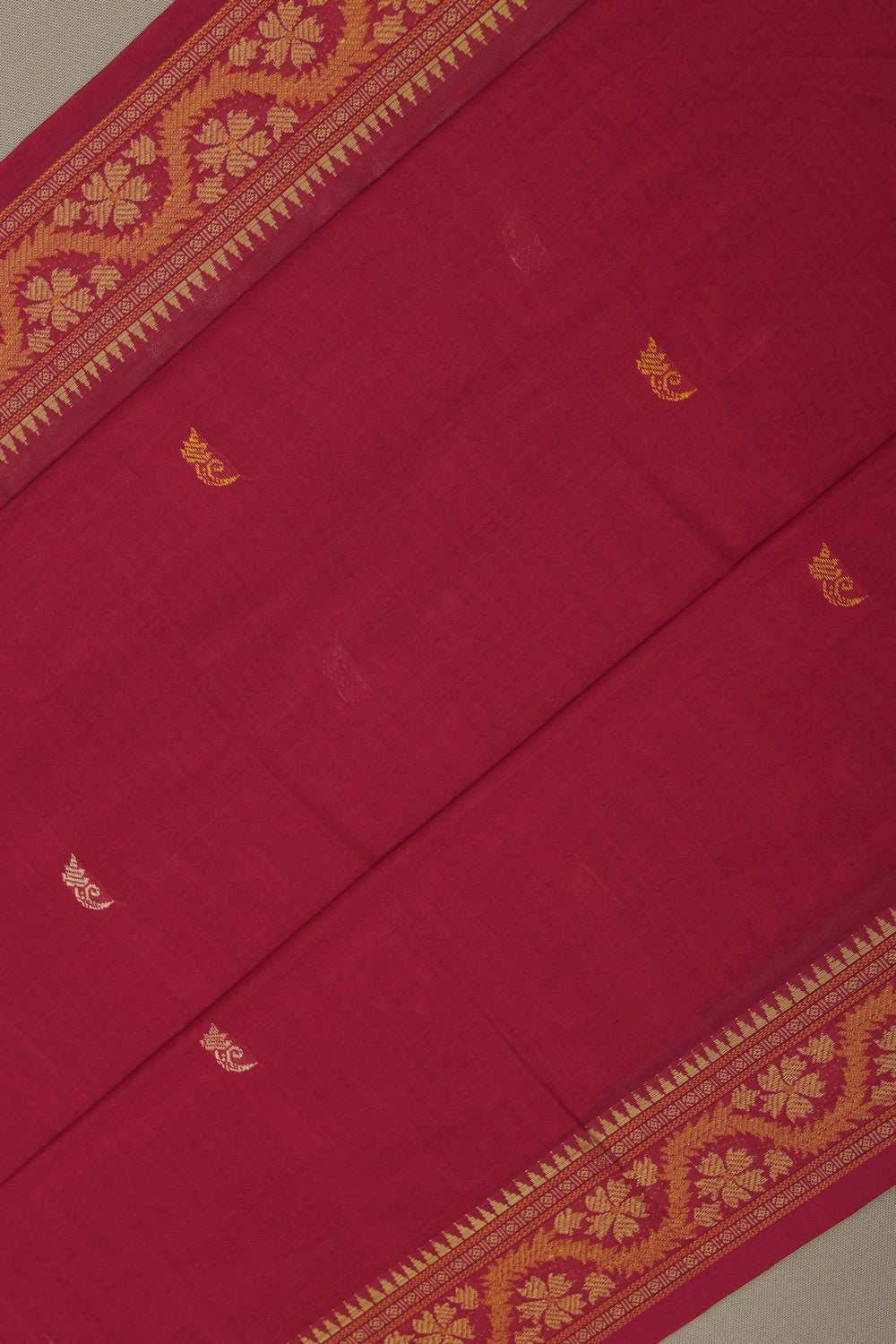 Image of Kanchi Cotton Red Saree