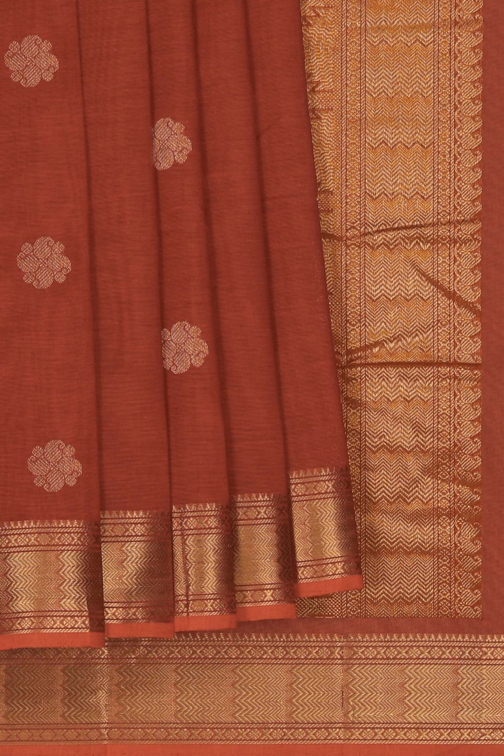 Image of Kanchi Cotton Orange Saree