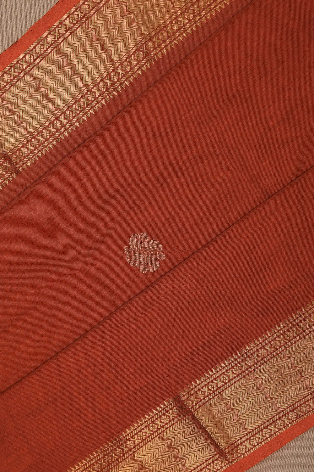 Image of Kanchi Cotton Orange Saree