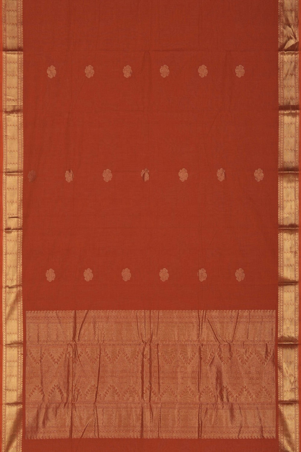 Image of Kanchi Cotton Orange Saree