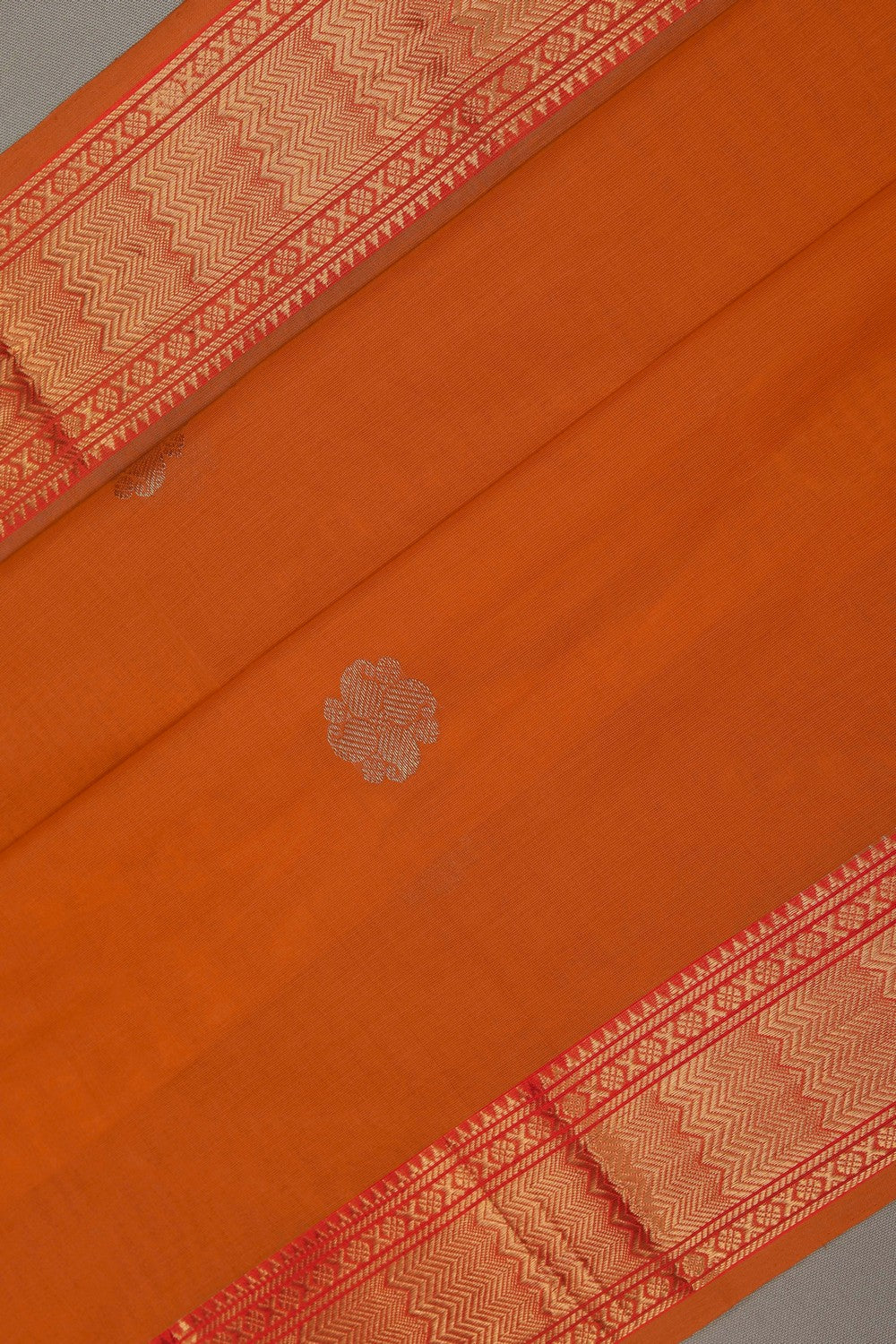 Image of Kanchi Cotton Orange Saree