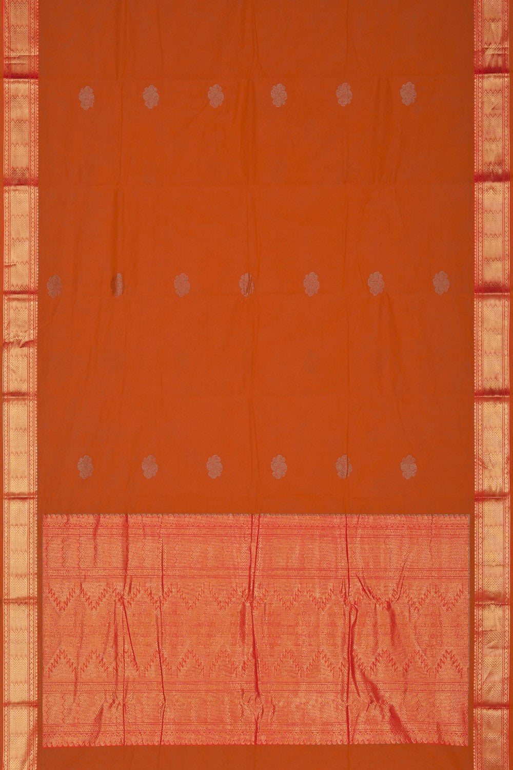 Image of Kanchi Cotton Orange Saree