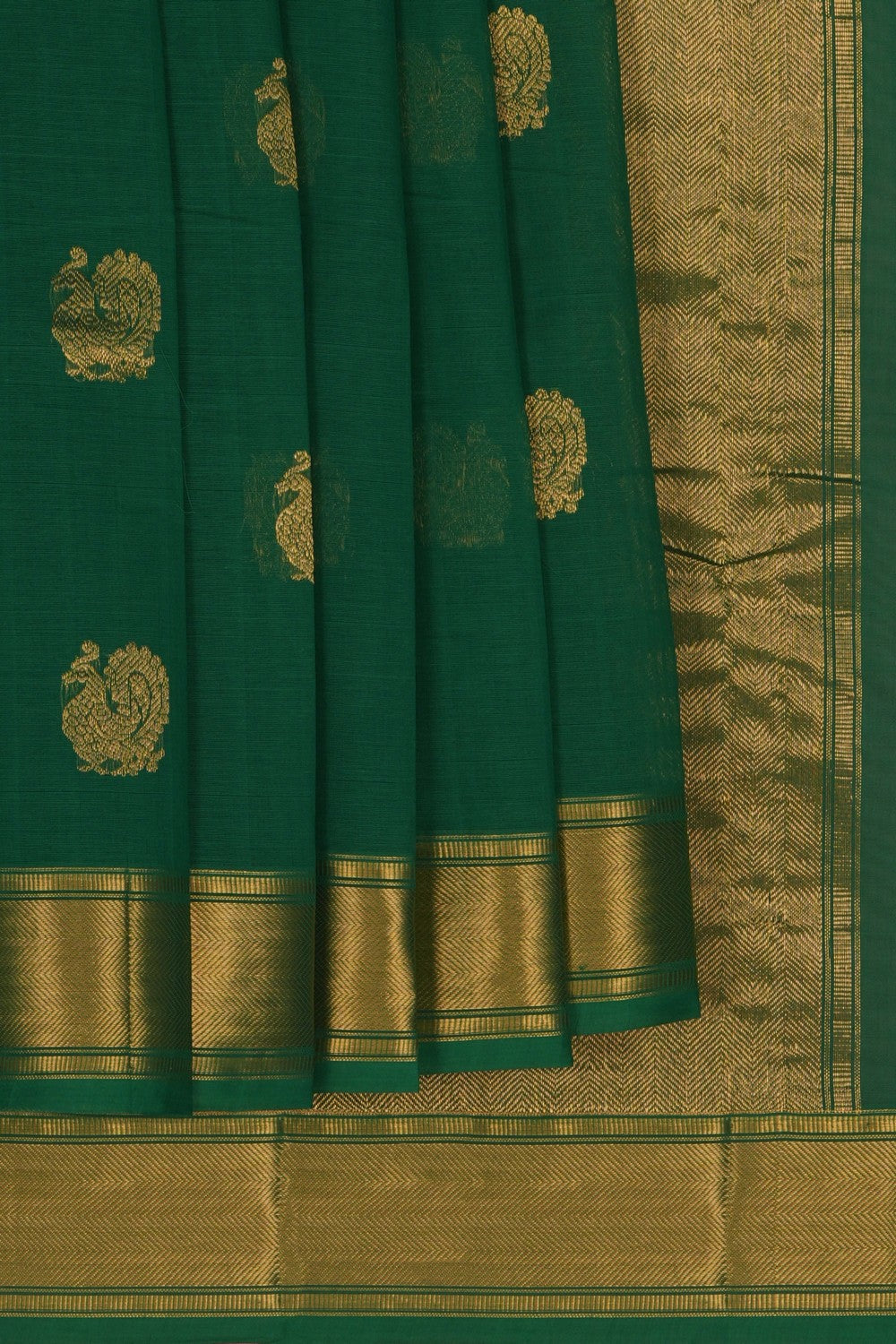 Image of Kanchi Cotton Green Saree