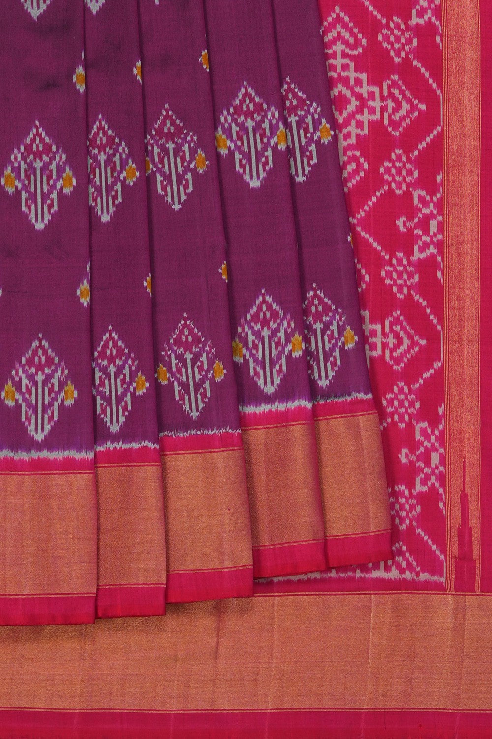 Image of Pochampally Ikat Silk Violet Saree