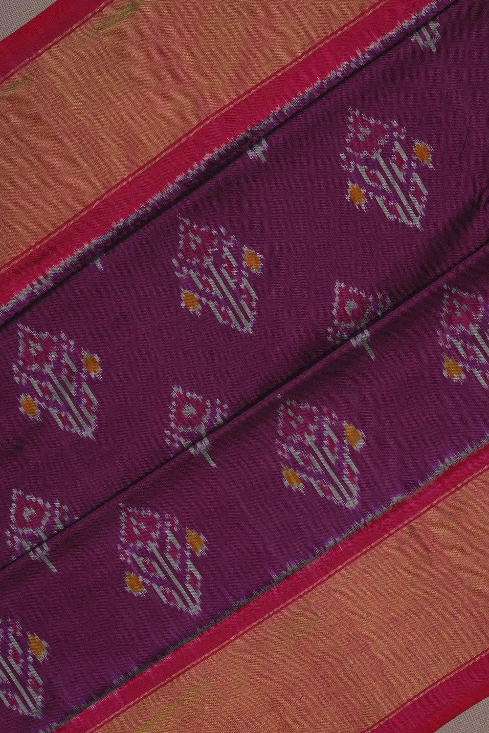 Image of Pochampally Ikat Silk Violet Saree
