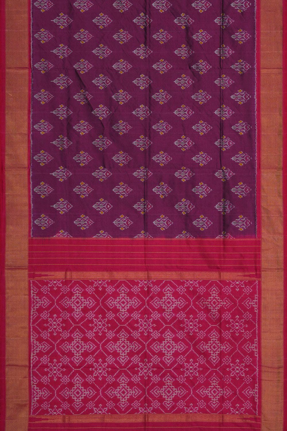 Image of Pochampally Ikat Silk Violet Saree