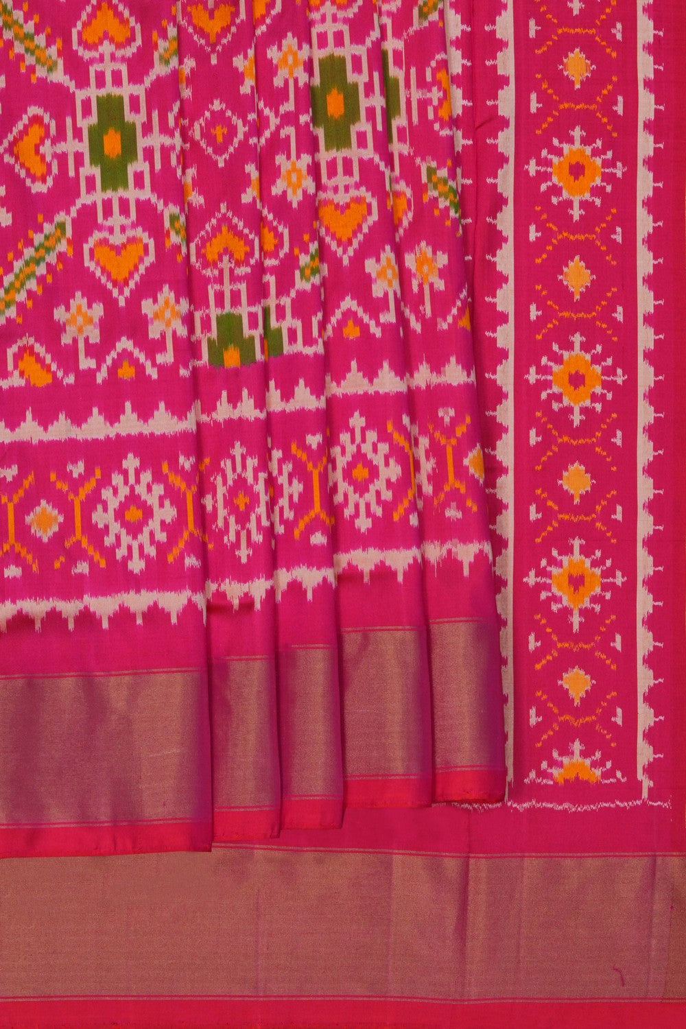 Image of Pochampally Ikat Silk Pink Saree
