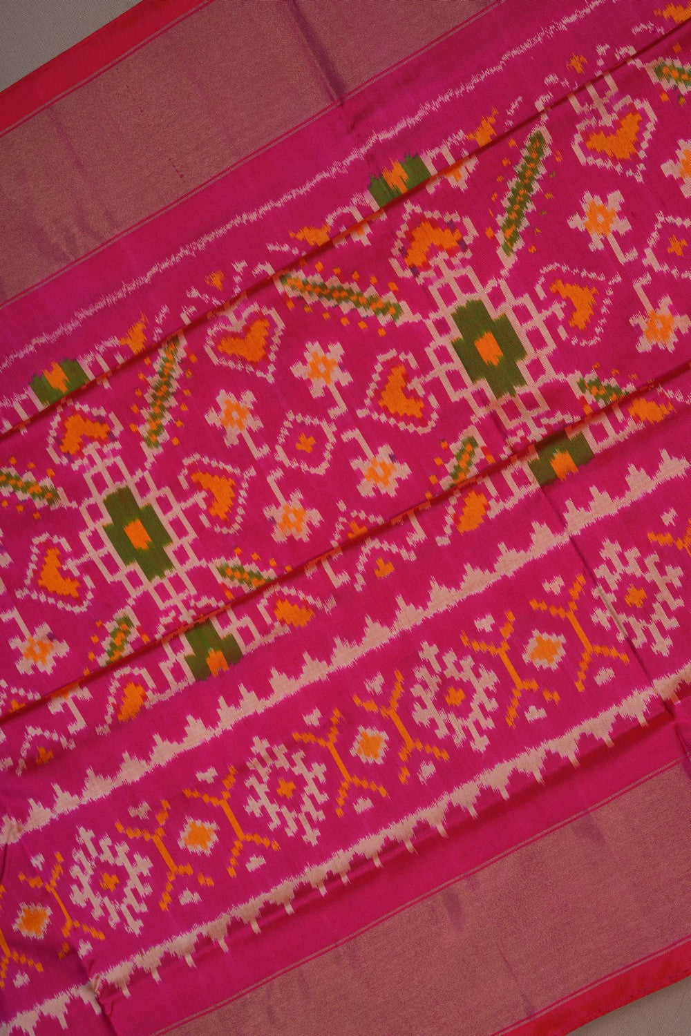 Image of Pochampally Ikat Silk Pink Saree