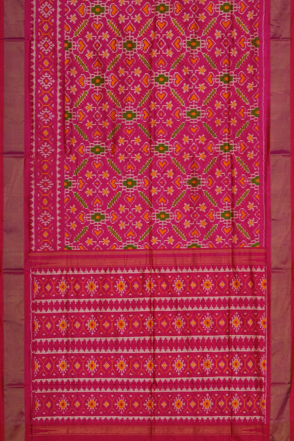 Image of Pochampally Ikat Silk Pink Saree