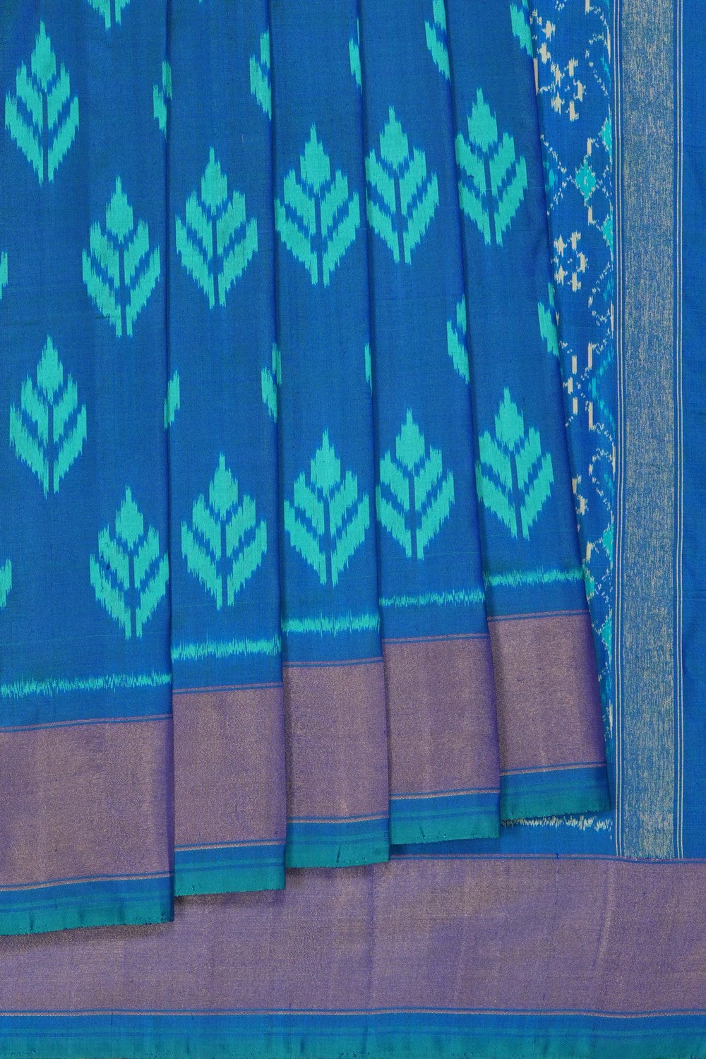 Image of Pochampally Ikat Silk Blue Saree