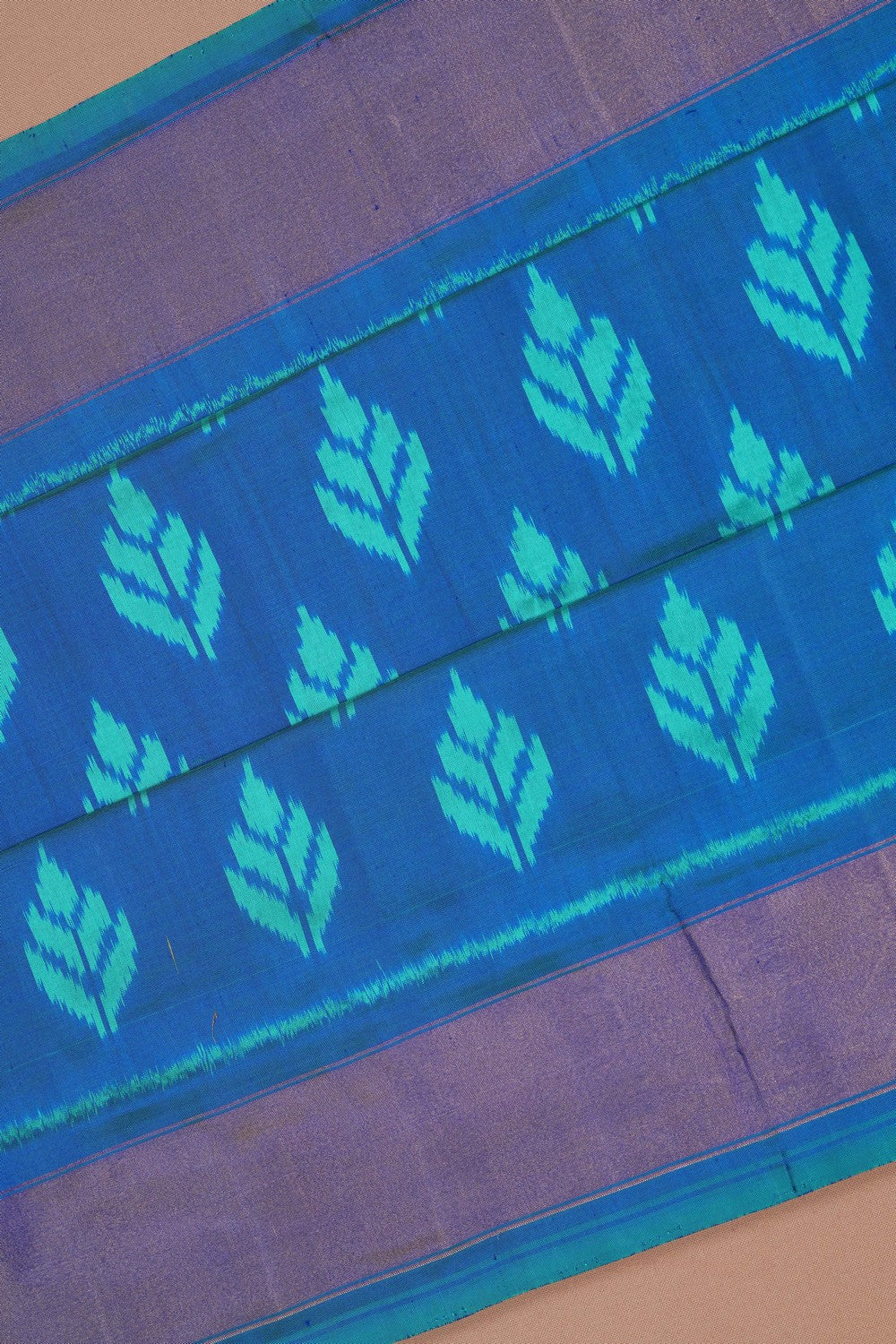 Image of Pochampally Ikat Silk Blue Saree