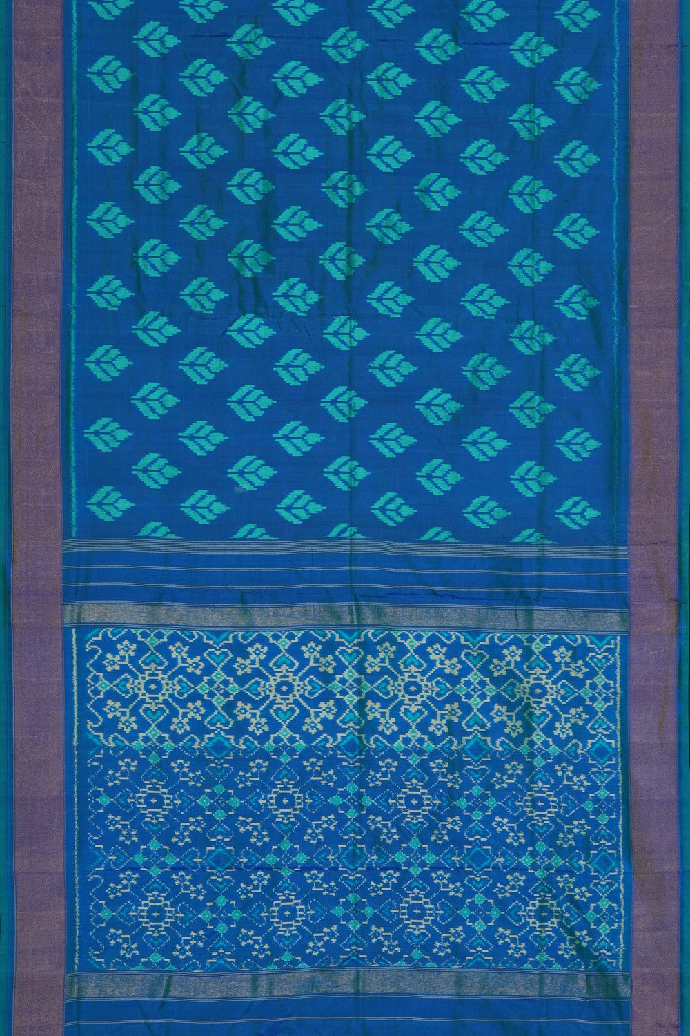 Image of Pochampally Ikat Silk Blue Saree