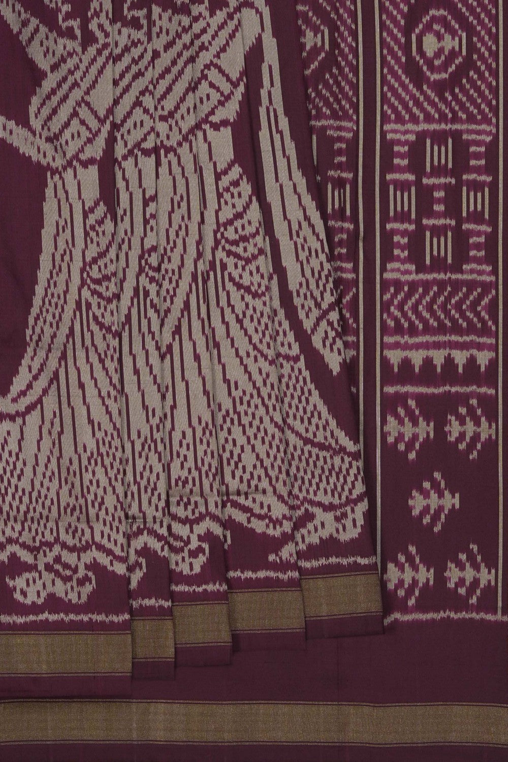 Image of Pochampally Ikat Silk Brown Saree