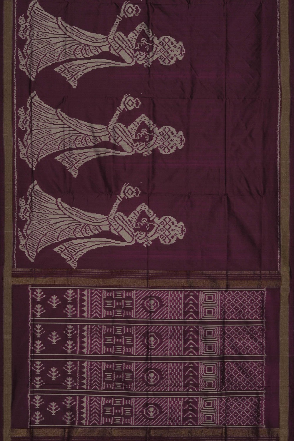 Image of Pochampally Ikat Silk Brown Saree