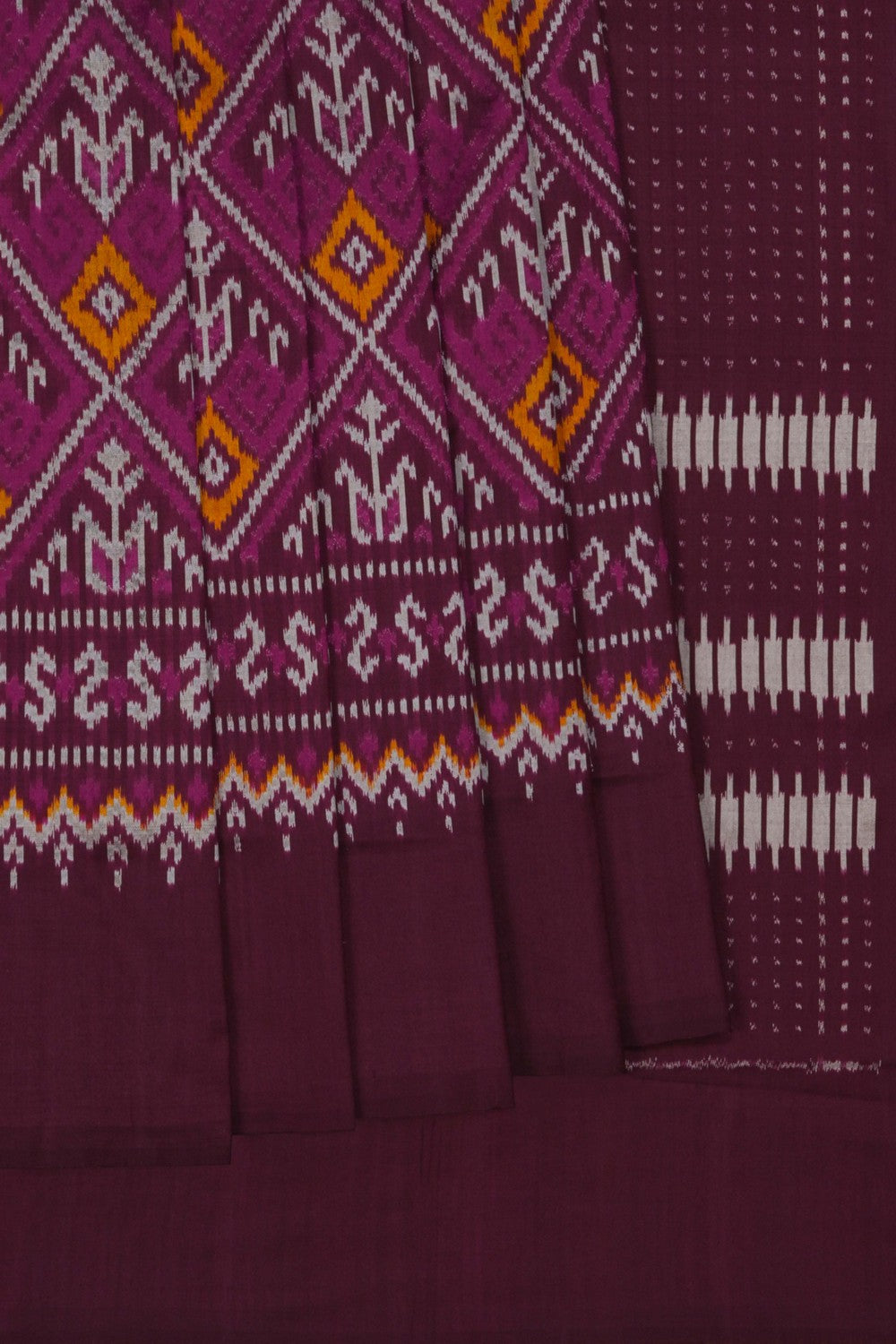 Image of Pochampally Ikat Silk Brown Saree