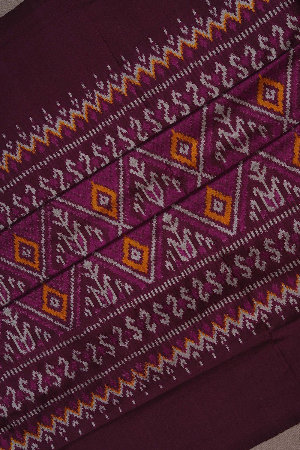 Image of Pochampally Ikat Silk Brown Saree