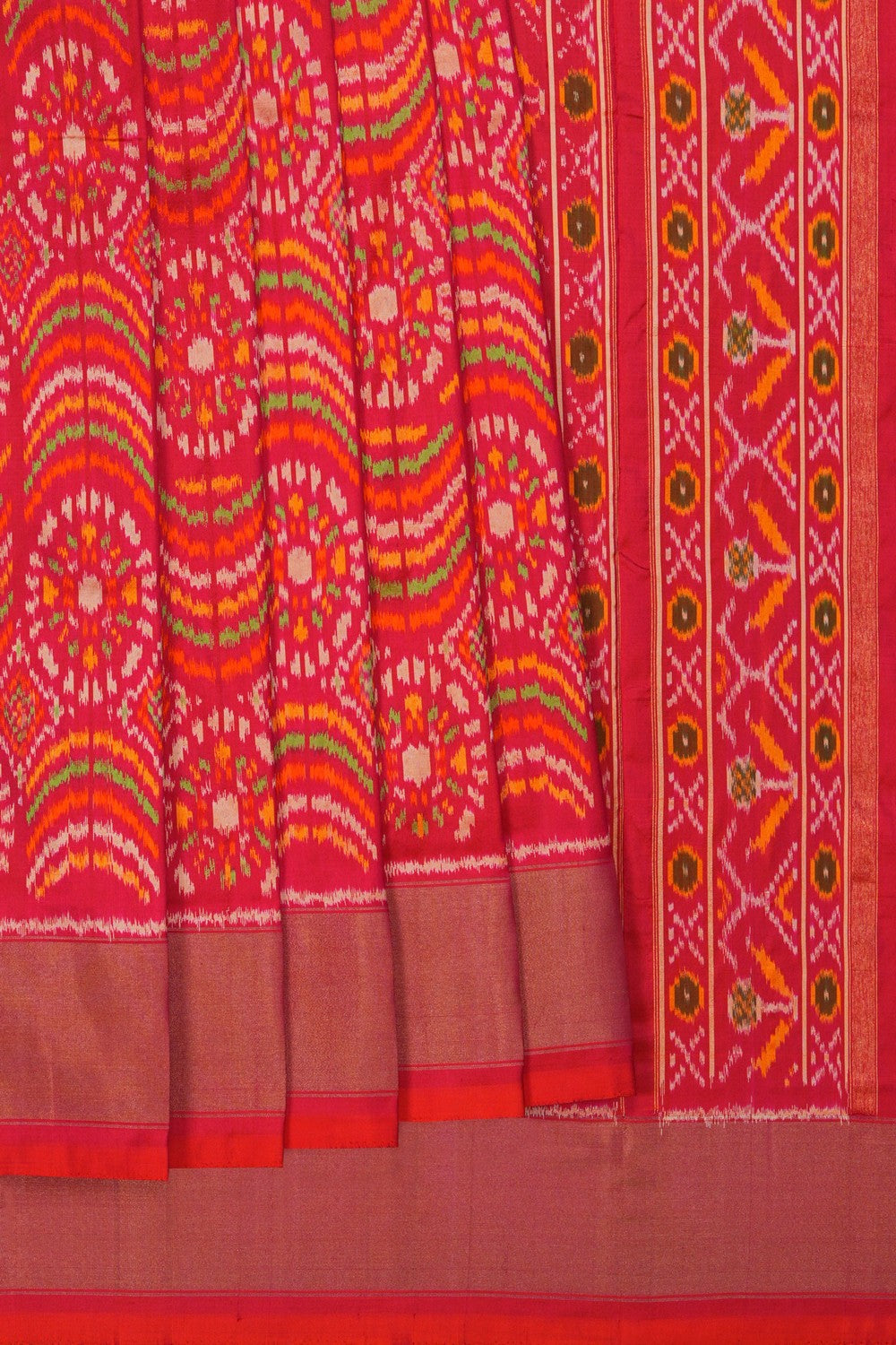 Image of Pochampally Ikat Silk Pink Saree