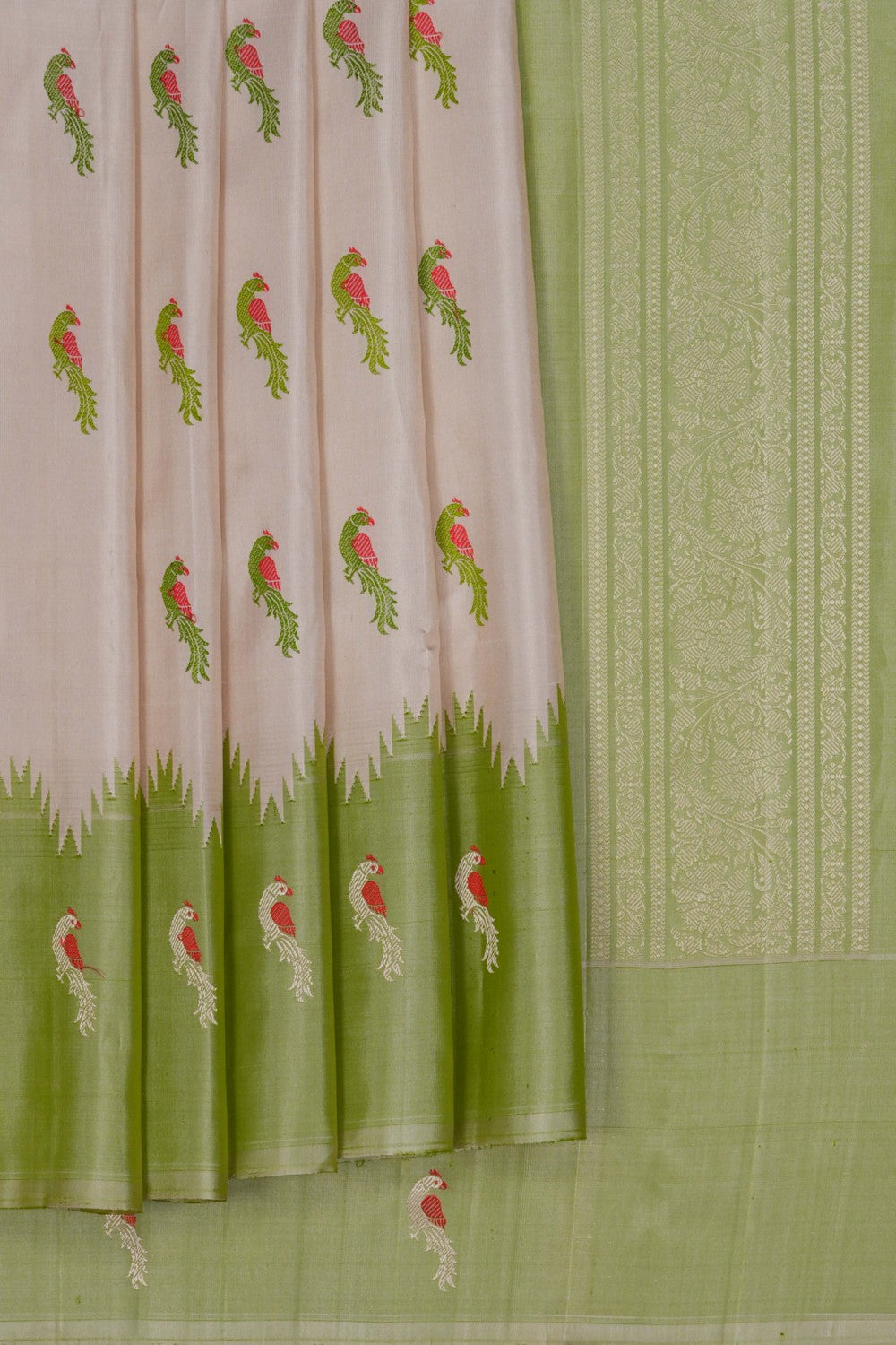 Image of Gadwal Silk Beige Saree