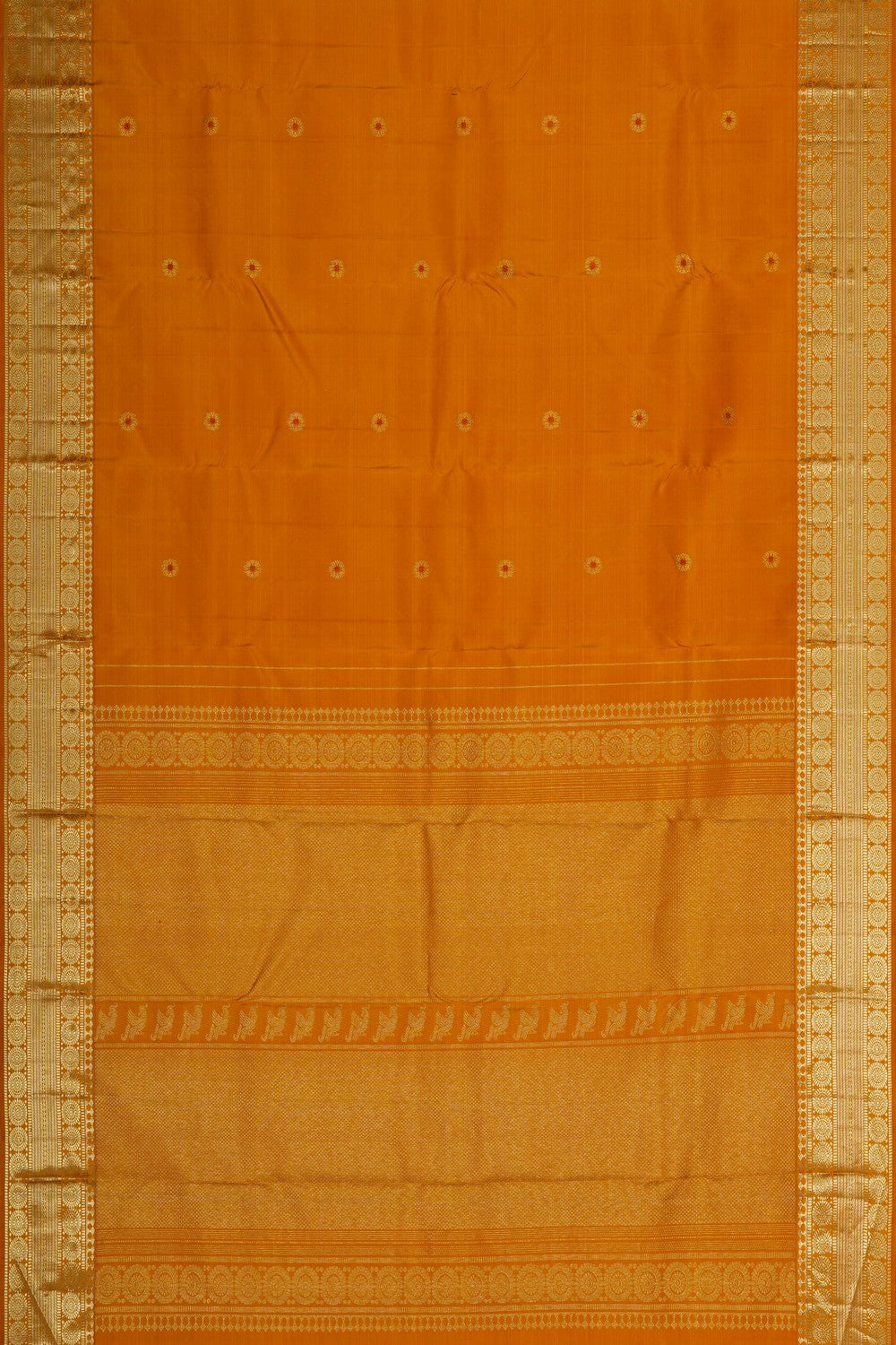 Image of A Kanjivaram Silk Yellow Saree