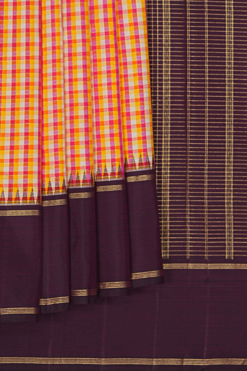 Image of A Kanjivaram Silk Kattam Saree